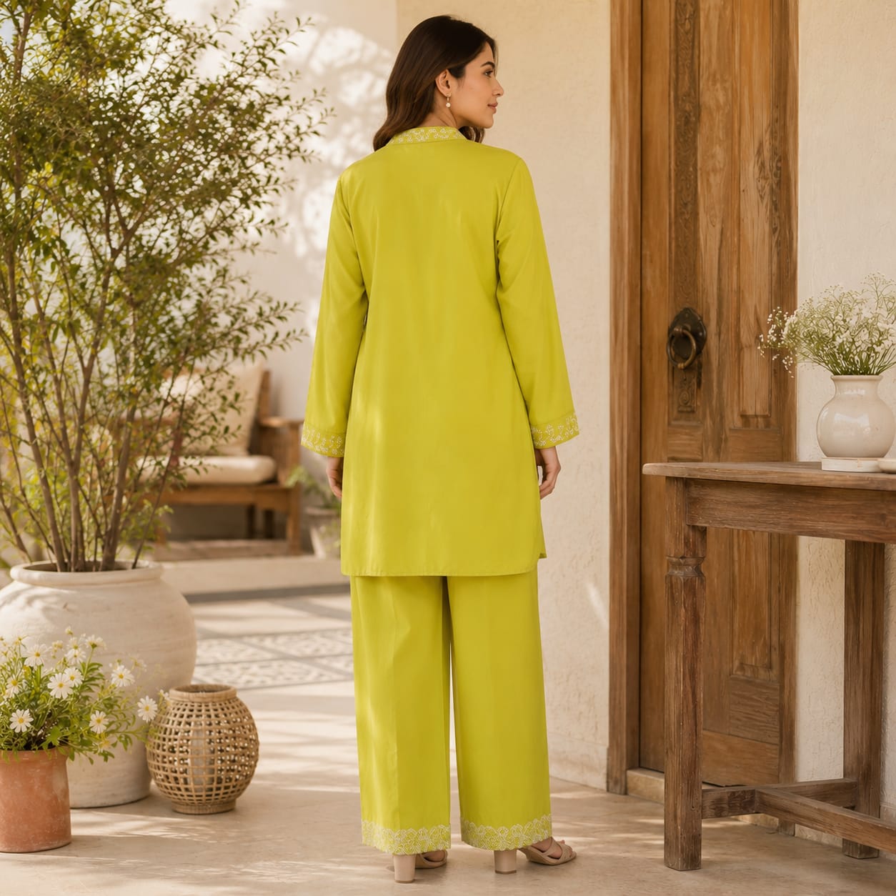 Saiqas Collection® Parrot Green Co-Ord Set for Women | Two-Piece Outfit