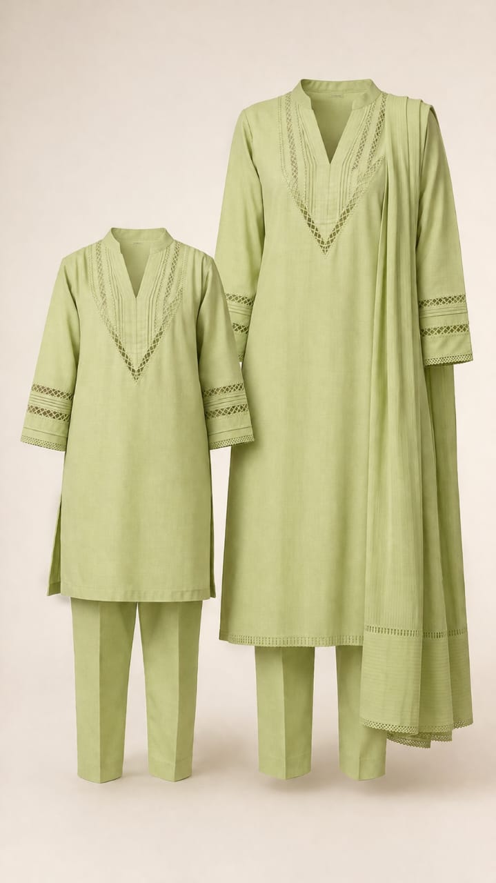 Saiqas Collection® Pistachio Green Family Twinning Three-Piece Suit