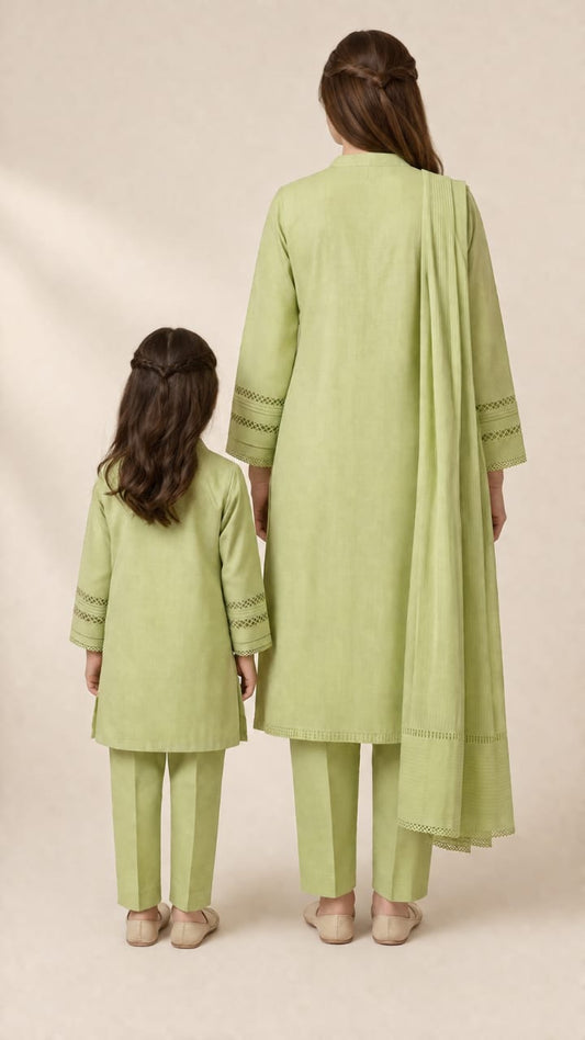 Saiqas Collection® Pistachio Green Family Twinning Three-Piece Suit