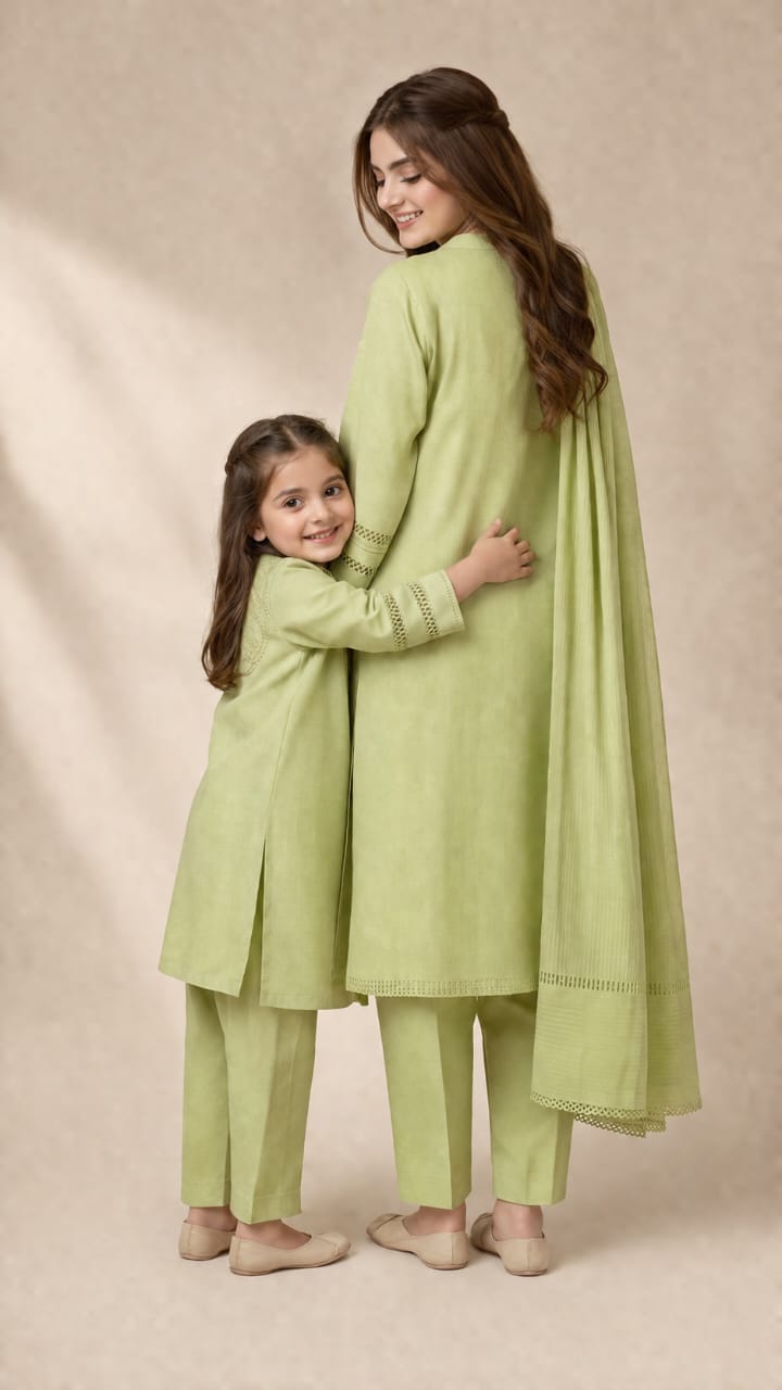 Saiqas Collection® Pistachio Green Family Twinning Three-Piece Suit