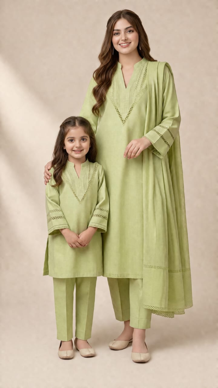 Saiqas Collection® Pistachio Green Family Twinning Three-Piece Suit