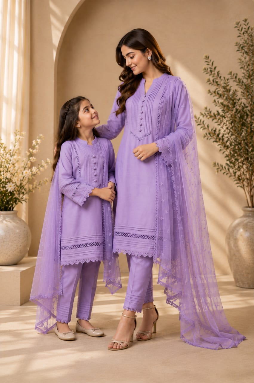 Saiqas Collection® Lavender Family Twinning Three-Piece Suit