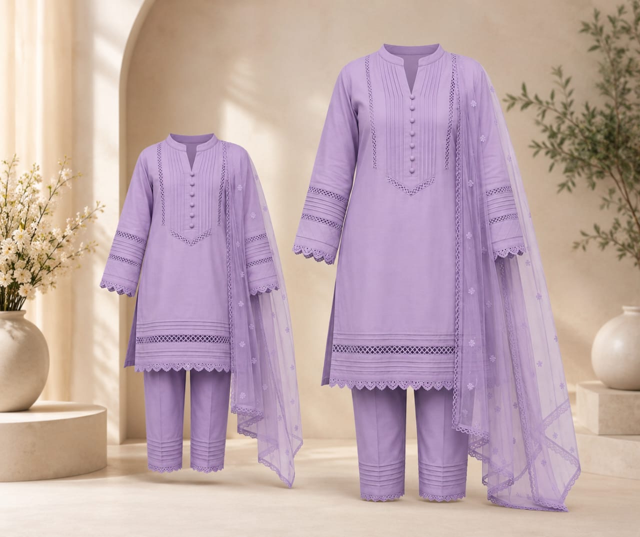 Saiqas Collection® Lavender Family Twinning Three-Piece Suit