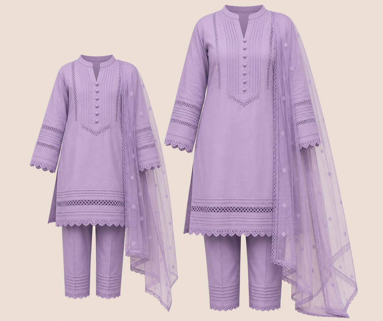 Saiqas Collection® Lavender Family Twinning Three-Piece Suit